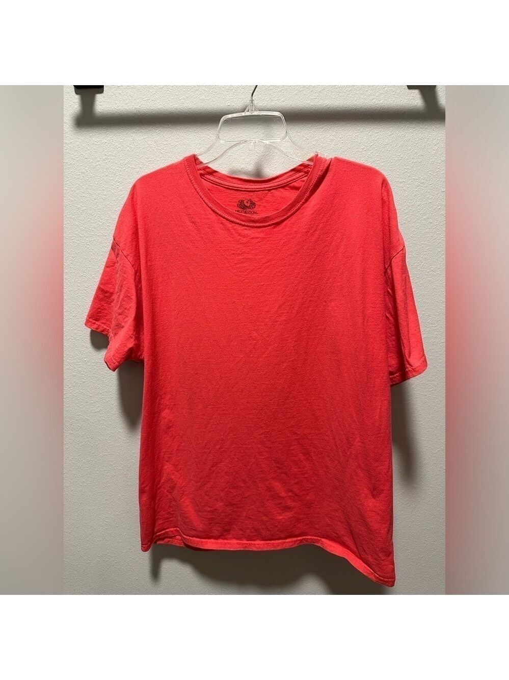 Fruit of the Loom XL Crew neck, Short sleeve T-shirt All Cotton Coral Pink color